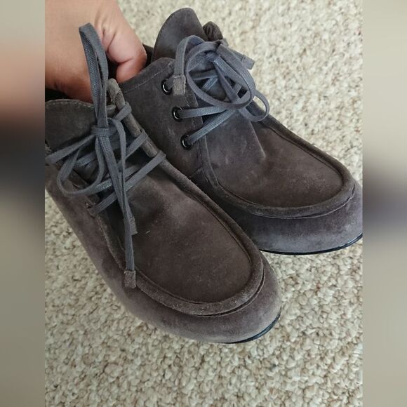 Stuart Weitzman gray lace up oxfords ankle bootie size 7M - Picture 7 of 12